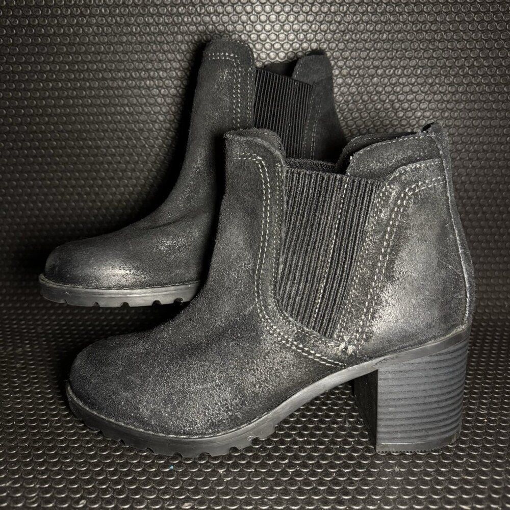 Clarks Leda Up Heeled Ankle Boots Black Suede Comfort Shoes Womens Size 7.5